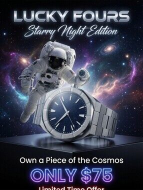 Lucky Fours Men's Stainless Steel Watch - Blue Dial